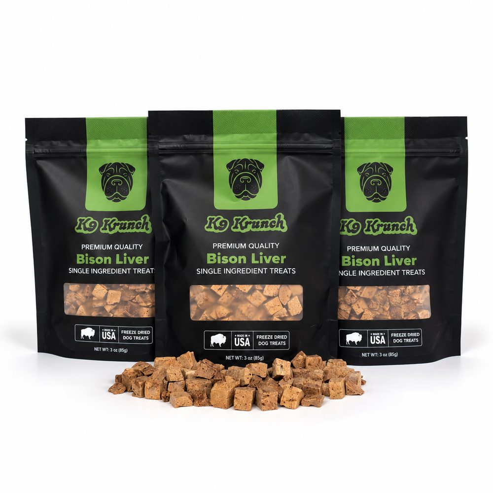 K9 Krunch Freeze-Dried Bison Liver Dog Treats 3-Pack
